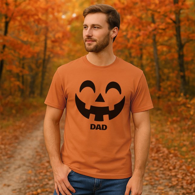 Men’s Personalized Jack-O'-Lantern Face Halloween T-Shirt (Men's Jack O' Lantern Halloween Basic Dark T-Shirt)