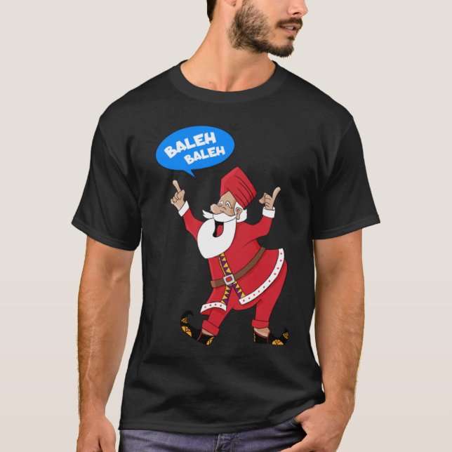 Men s Punjabi Indian Bhangra Dancing Santa Singh T-Shirt (Front)