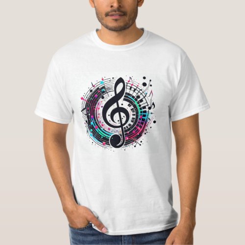 Menâs Rainbow Music Note Futuristic Fun T_Shirt