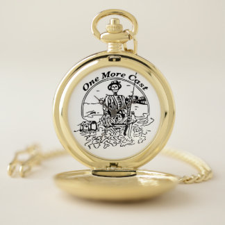 Men’s skeleton pocket watch fishing