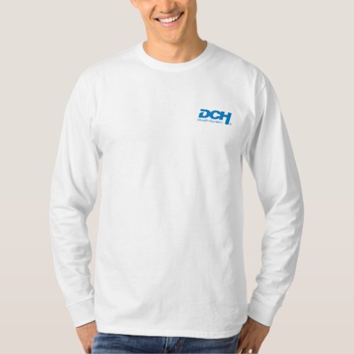 Menâs _ White _ Long Sleeve _ DCH Blue Logo T_Shirt