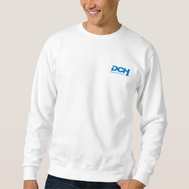 Men’s - White - Sweater - DCH Blue Logo (Front)
