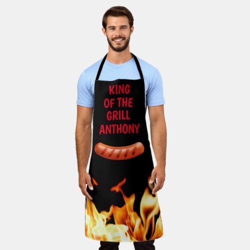 Men Sausage Black King of the Grill Chef BBQ Apron