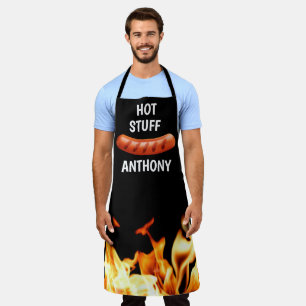 Men Sausage Black Modern Dad Chef BBQ Apron