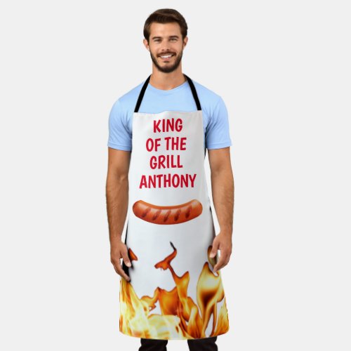 Men Sausage White King of the Grill Chef BBQ Apron