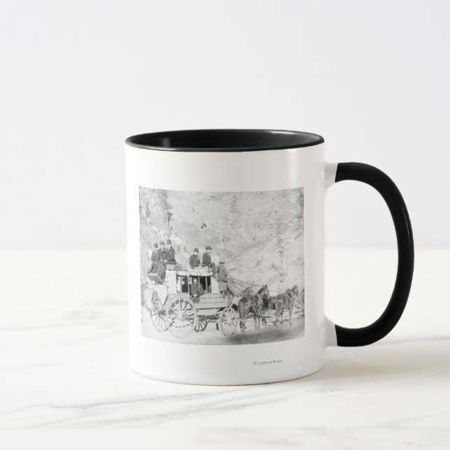 Men Sitting on a "Deadwood Coach" Photograph Mug (Right)