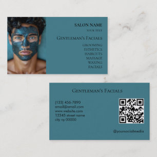 Men Skincare facial treatments QR code Business Card