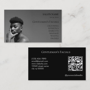 Men Skincare facial treatments QR code Business Card