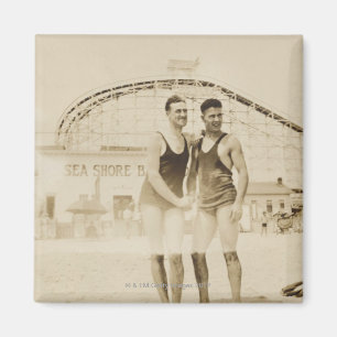 Men Standing on Beach Magnet