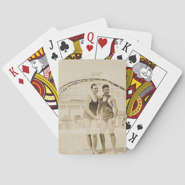 Men Standing on Beach Poker Cards (Back)