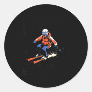 Men Still Go Skiing In Their Eighties Funny Snow S Classic Round Sticker