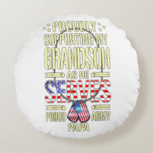Men supporting my grandson as he serves proud gift round pillow