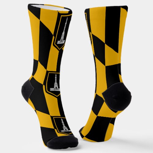Men sustainable crew socks with flag of Baltimore