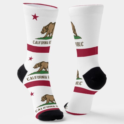 Men sustainable crew socks with flag of California