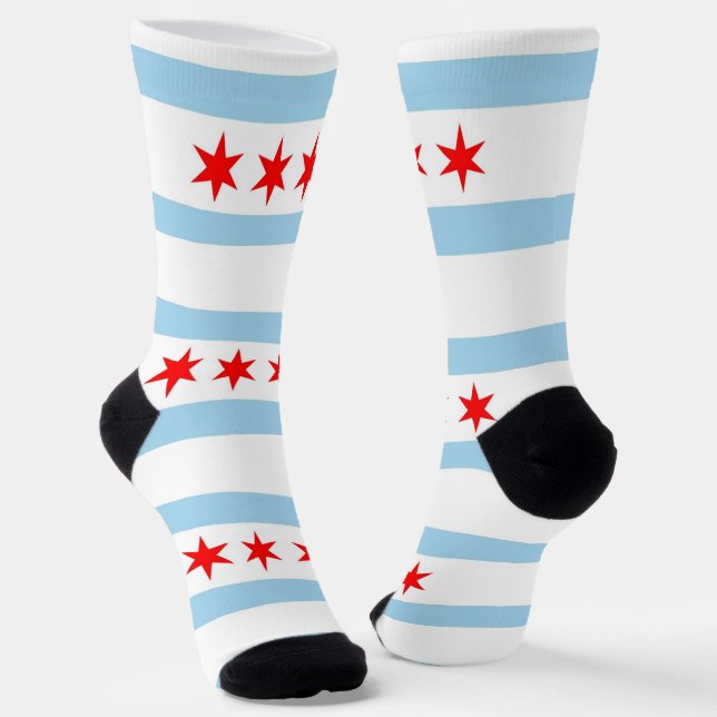 Men sustainable crew socks with flag of Chicago (Angled)