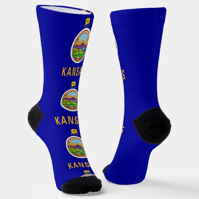 Men sustainable crew socks with flag of Kansas (Angled)