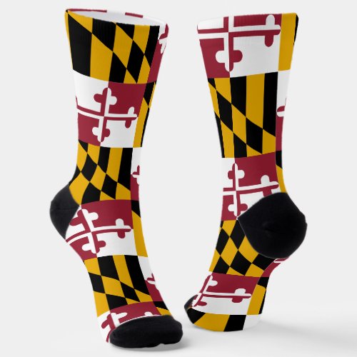 Men sustainable crew socks with flag of Maryland
