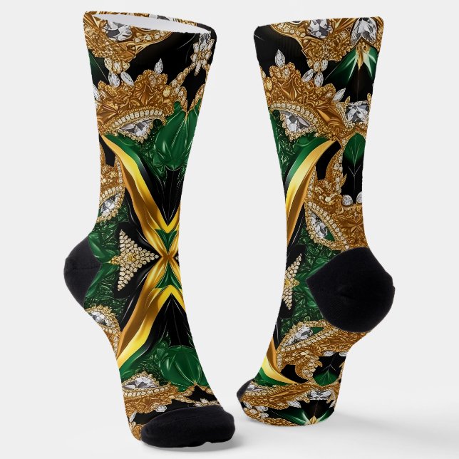 Men sustainable socks with Jamaican Colors (Angled)