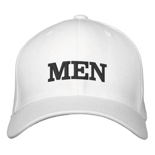 MEN text name Basic Flexfit Wool White color Embroidered Baseball Cap