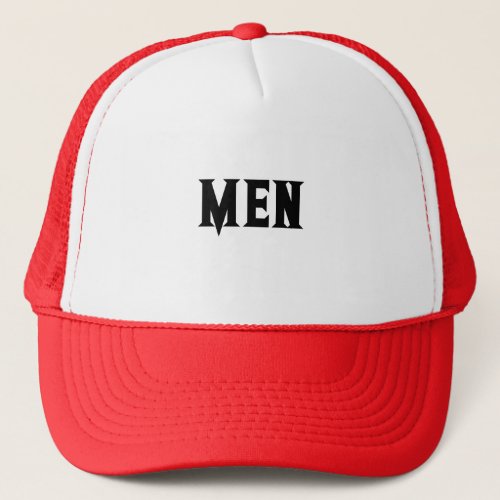 Men Text Name with White and Red Color Trucker Hat