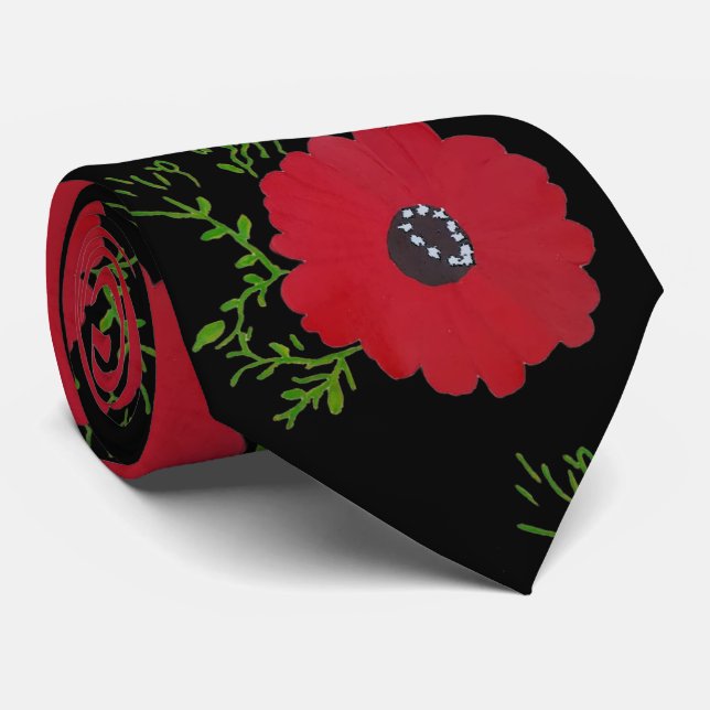 Men Tie case flor del campo red flower wilderness (Rolled)