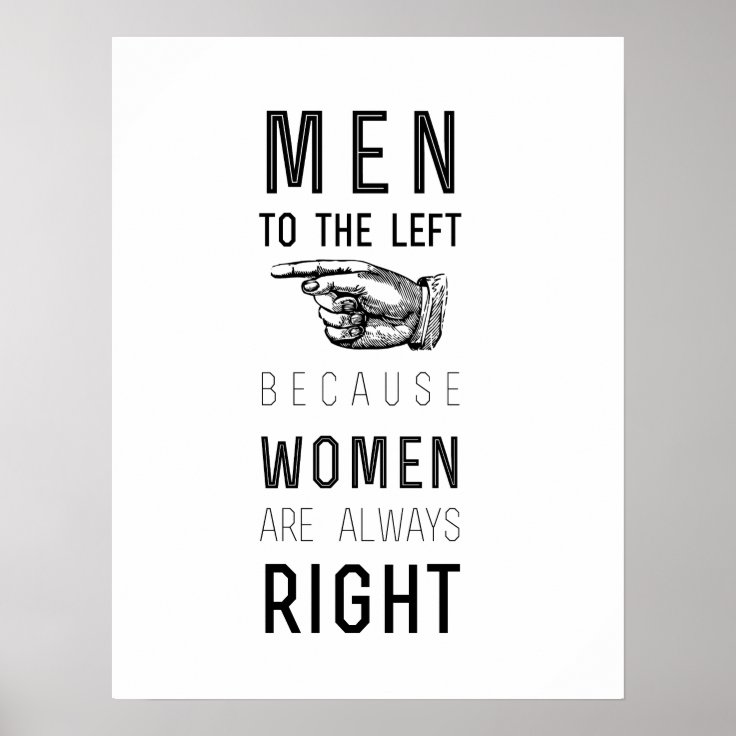 Lustiges Blechschild 'Men To The Left Because Women Are Always Right' - 20x30cm