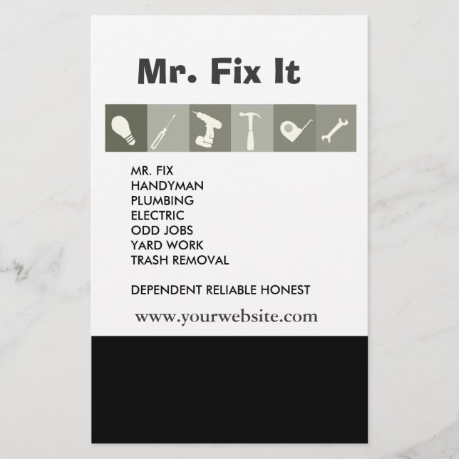 Men Tools. Hammer Wrench Repair Tools Gray Flyer (Front)