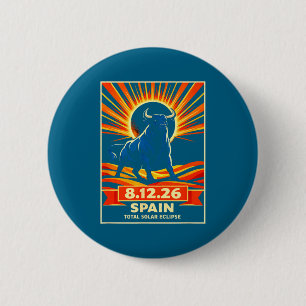 Men Total Eclipse Spain Astronomy Retro Button