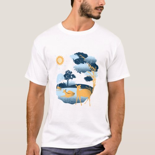 men tshirt forest deer design