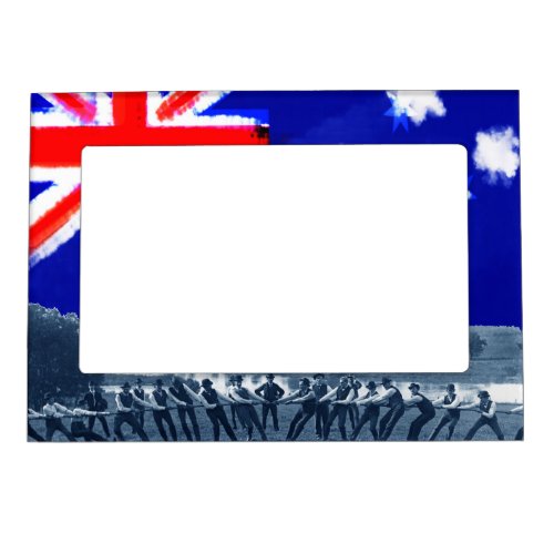 Men Tug of War Tug_O_War Photo Australia Flag 1890 Magnetic Photo Frame