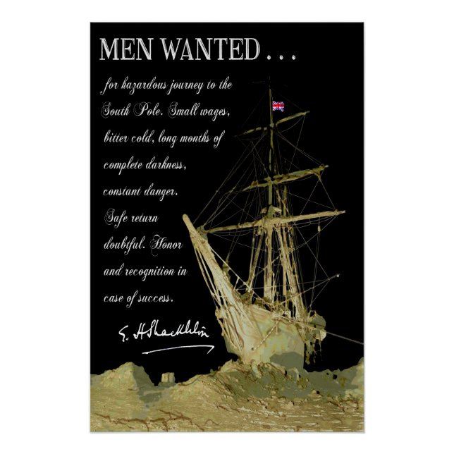 Men Wanted for South Pole Exploration - 1914 Poster (Front)