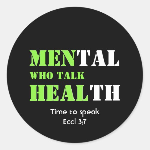 MEN WHO TALK HEAL Custom Text Mental Health Classic Round Sticker