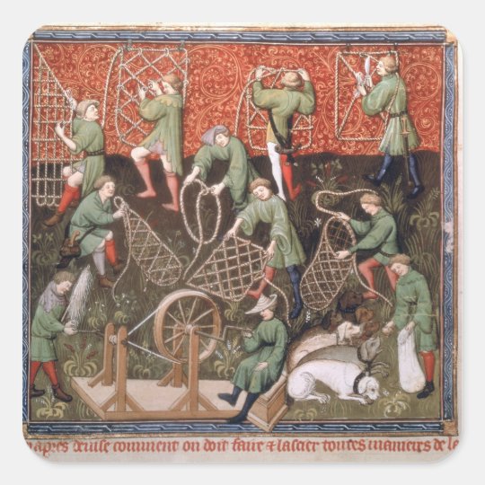 Men with nets square sticker