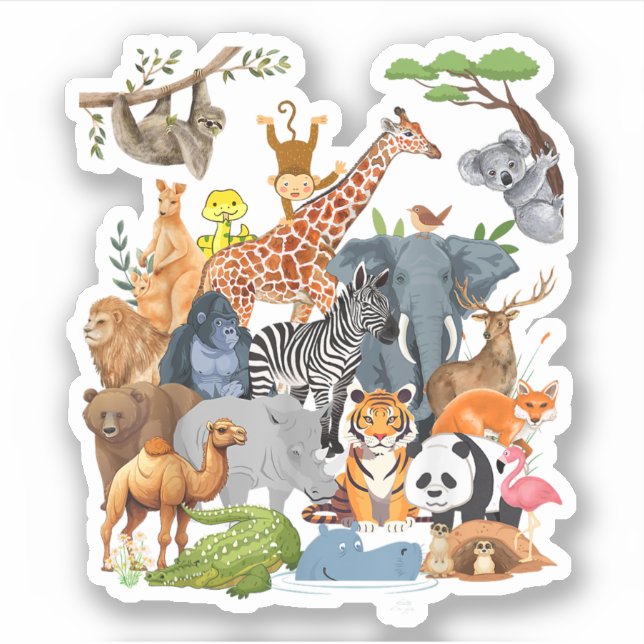 Men Women and Kids Wildlife Zoo Day Party Cute 22  Sticker (Front)