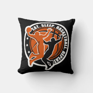 Men Women Boys Girls Eat Sleep Basketball Repeat   Throw Pillow