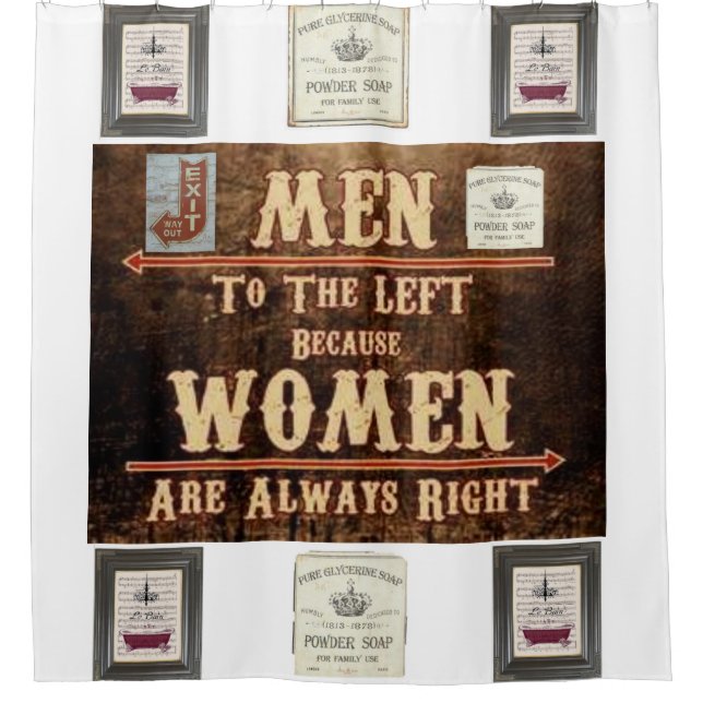 men women exit showercurtain white shower curtain (Front)