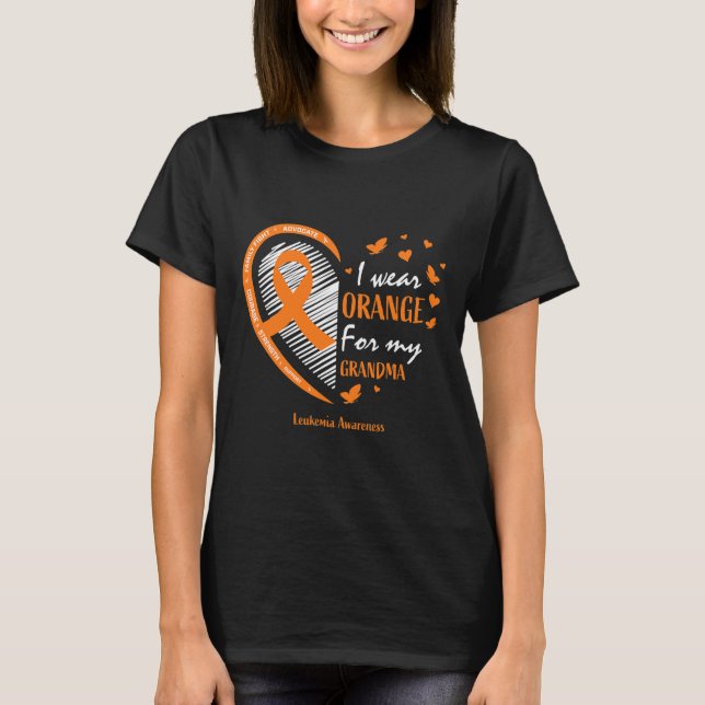 Men Women I Wear Orange For My Grandma Leukemia Aw T-Shirt (Front)