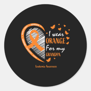 Men Women I Wear Orange For My Grandpa Leukemia Aw Classic Round Sticker