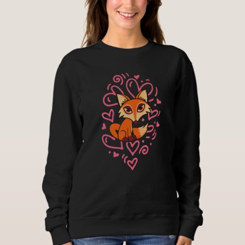 Men Women Kids Fox Heart  Animal  Furry Sweatshirt