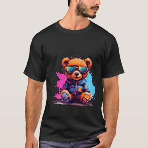Men Women Kids Hip Hop Bear Colorful Teddy Bear Wi T_Shirt
