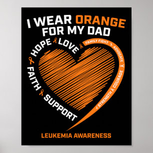 Men Women Kids I Wear Orange For My Dad Leukemia A Poster