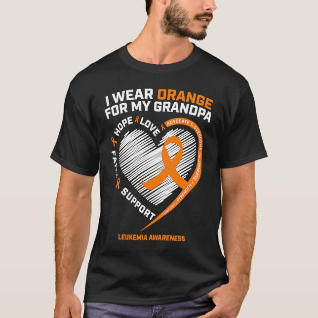 Men Women Leukemia Awareness Grandpa Leukemia T-Shirt (Front)