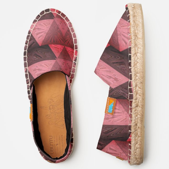 Men Women Modern Pinks Digital Geometric Triangle  Espadrilles (Side)