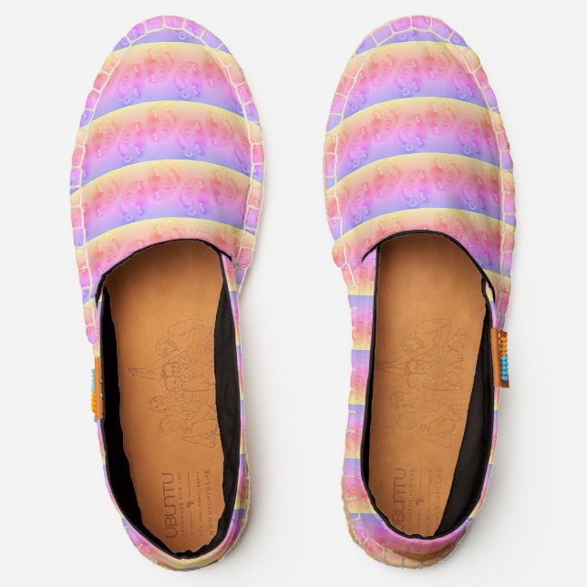 Men Women Pastels White geometric Butterfly Wings Espadrilles (Front)