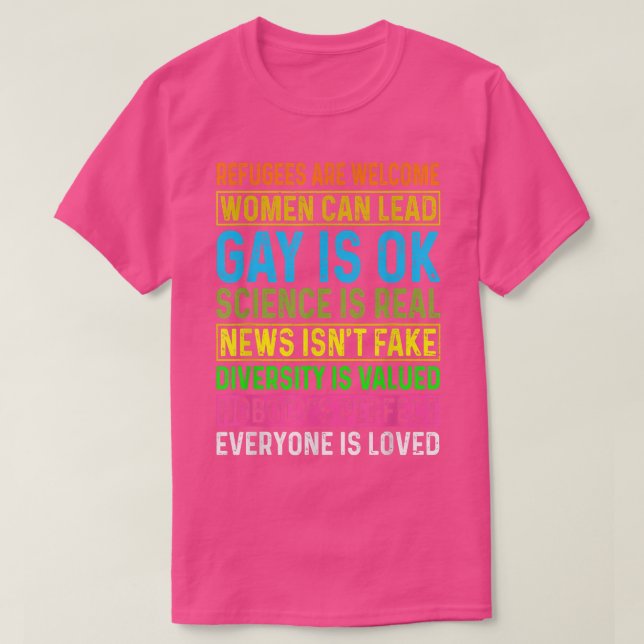 Men Women Refugees Are Welcome Women Can Lead Gay  T-Shirt (Design Front)