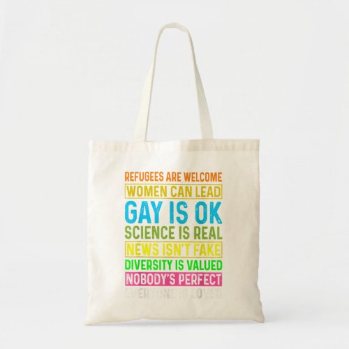 Men Women Refugees Are Welcome Women Can Lead Gay  Tote Bag