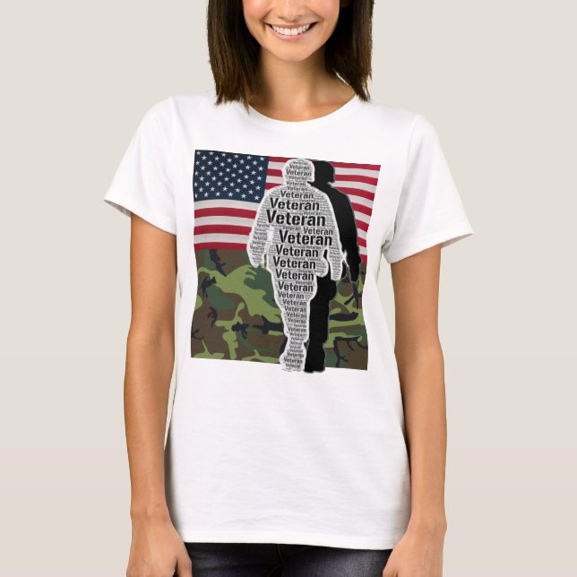 Men Women US Flag Camouflage Army Veteran T-Shirt (Front)