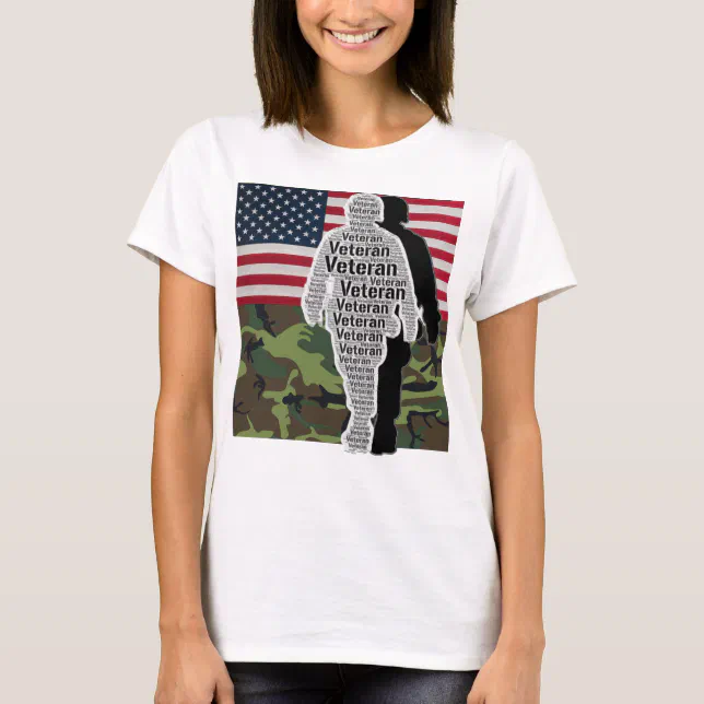 Men Women US Flag Camouflage Army Veteran T-Shirt | Zazzle