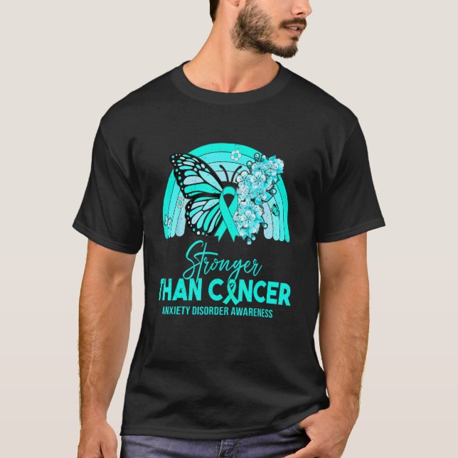 Men Womens Stronger Than Anxiety Disorder Rainbow T-Shirt (Front)