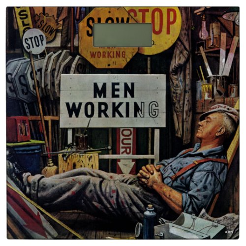 Men Working Bathroom Scale